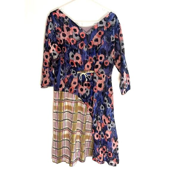 REBE by Debra Weiss Floral A-Line Dress Handmade Art-to-Wear Womans size Large - Picture 2 of 11